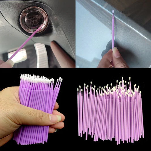 100Pcs Up Paint Micro Brush Tips 1.5mm Mini Car Touch Up Paint Micro Brush Purple Auto Applicator Sticks